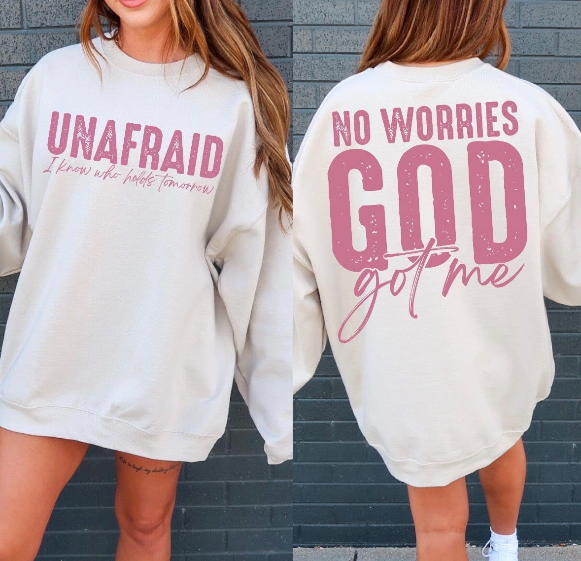No Worries God Got Me White Oversized Sweatshirt