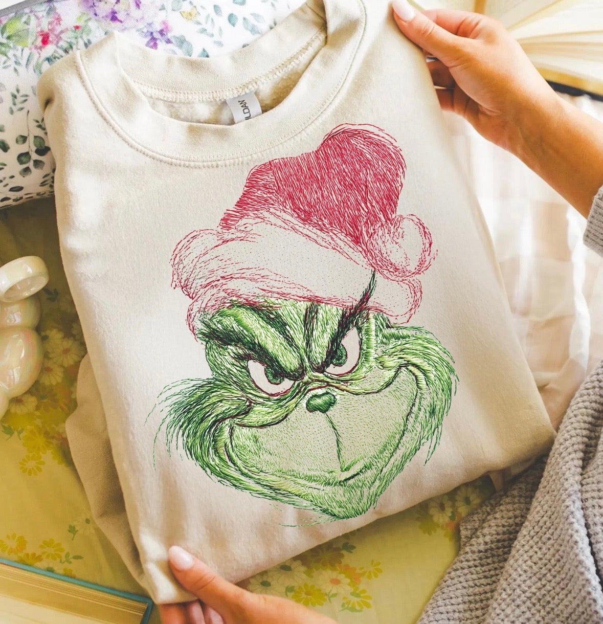 The Grinch Hand Sketch Sand Sweatshirt