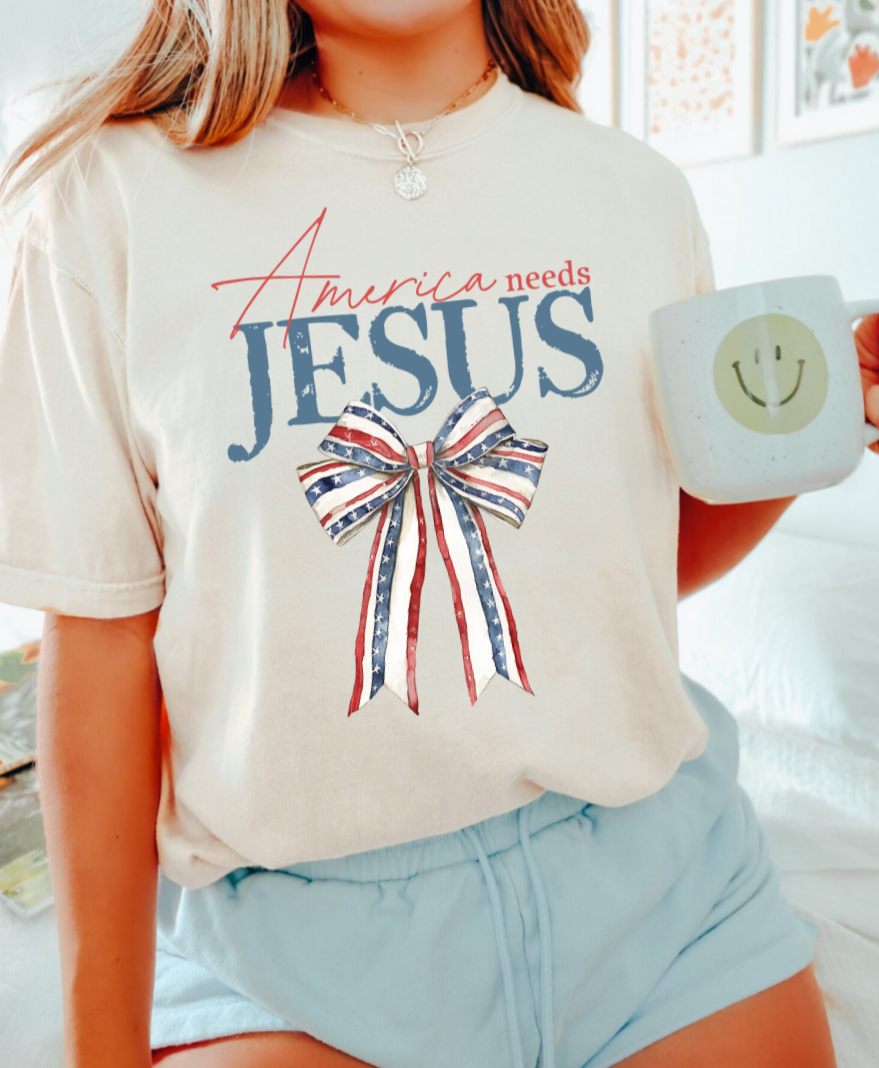 AMERICA NEEDS JESUS - ADULT TEE