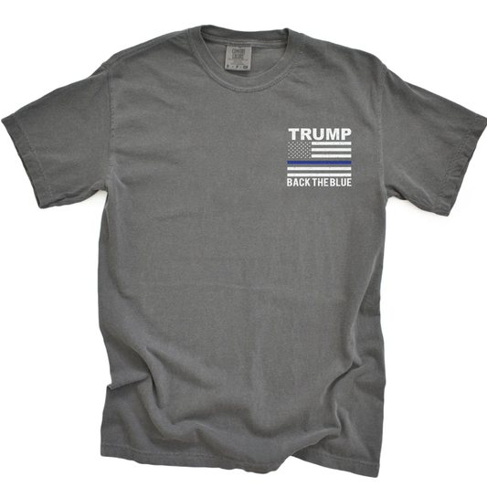 TRUMP, BACK THE BLUE (FRONT & BACK PRINT) - ADULT TEE