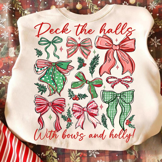 Deck The Halls With Bows + Holly Sand Sweatshirt