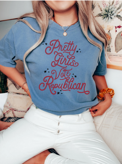 PRETTY GIRLS VOTE REPUBLICAN - ADULT TEE