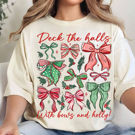 Deck The Halls With Bows + Holly Ivory Tee