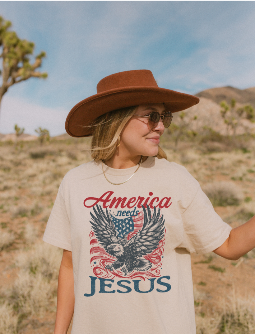 AMERICA NEEDS JESUS - ADULT TEE