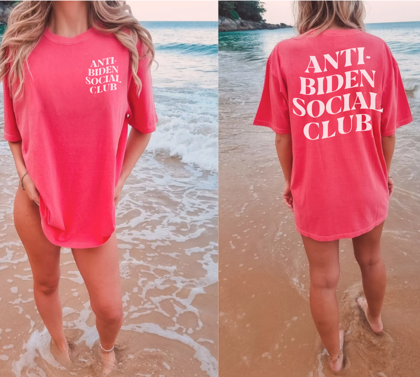 ANTI-BIDEN SOCIAL CLUB - PINK TEE