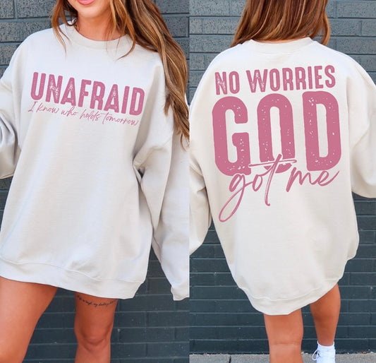 No Worries God Got Me White Oversized Sweatshirt