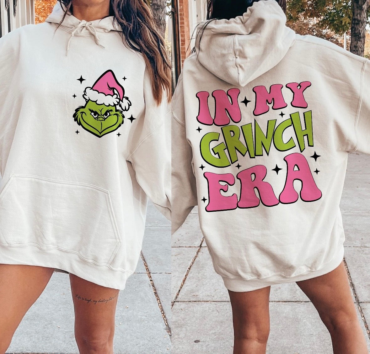 In My Grinch Era White Hooded Sweatshirt