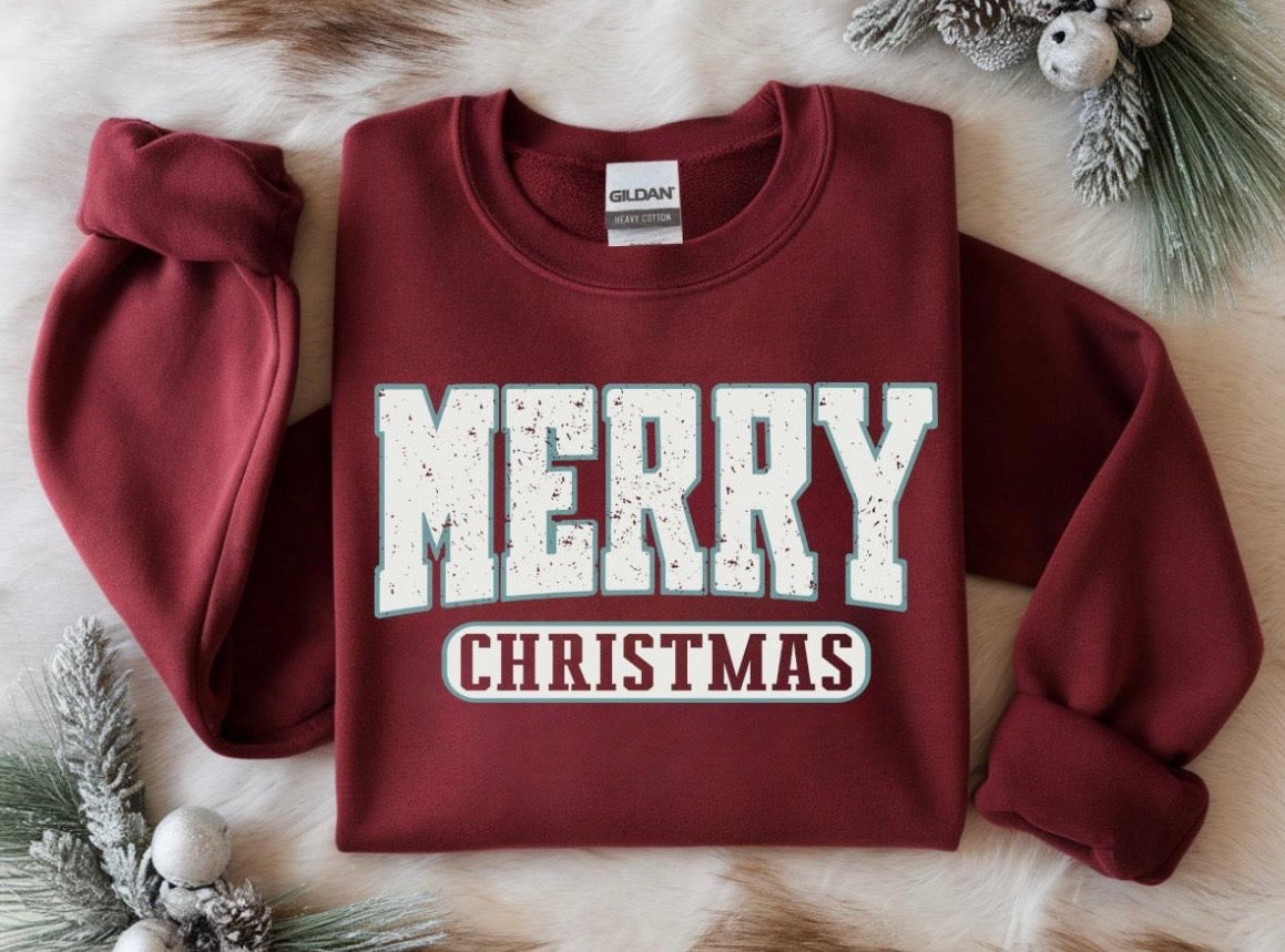 Merry Christmas Varsity Garnet Sweatshirt